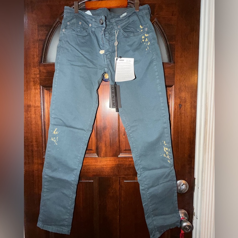 Paolo Pecora Hunter Straight Leg Jeans with Yellow Accents